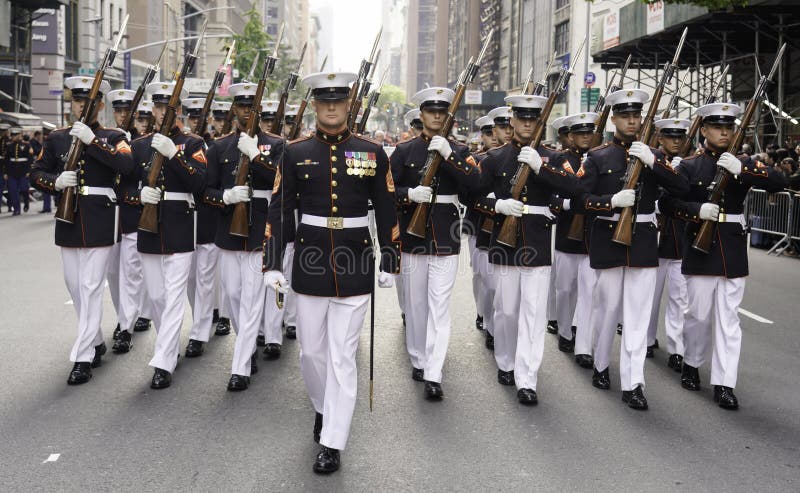 5th Ave, Manhattan, New York, USA - November 11, 2019: 100th Centennial Annual Veteran Day Parade