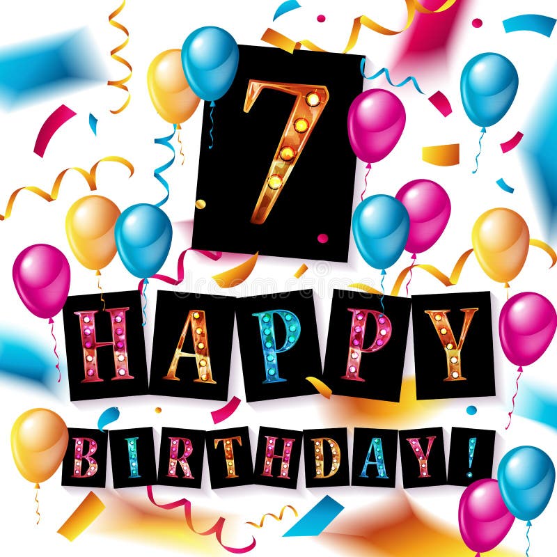 7th Birthday Celebration Greeting Card Design Stock Illustration ...