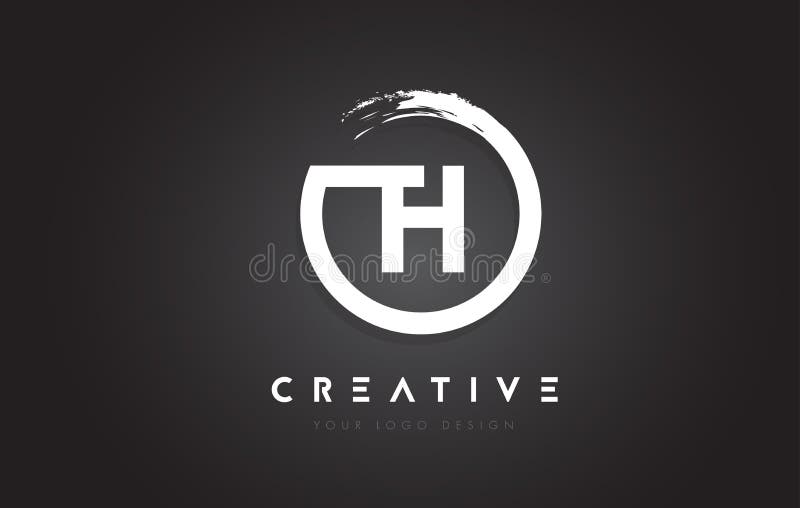 TH Circular Letter Logo with Circle Brush Design and Black Background. vector illustration