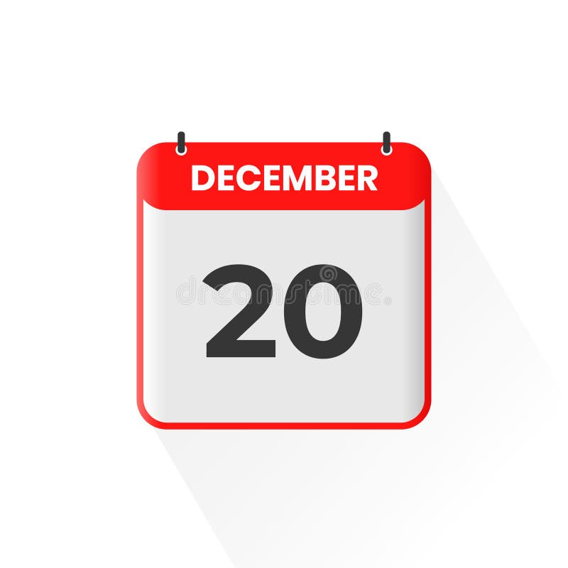 Pictogramă calendar 20 decembrie. ilustrator coordonator pentru luna calendaristică 20 decembrie 20 royalty free illustration