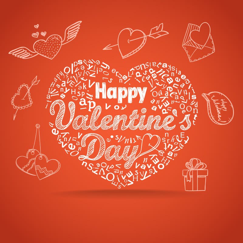 14th February collection. Happy Valentine`s Day elements royalty free illustration