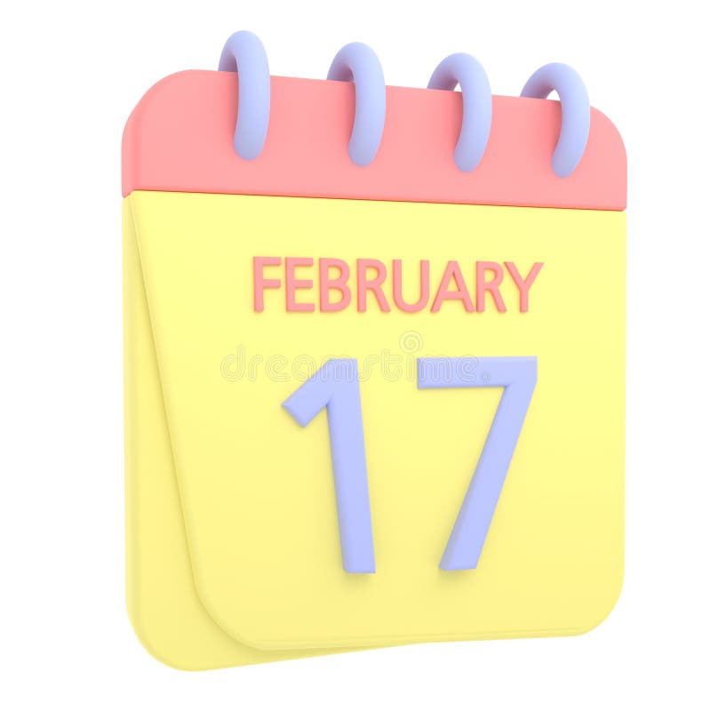 17th February 3D Calendar Icon Stock Illustration Illustration of