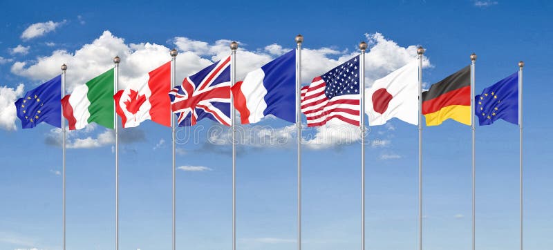 45th G7 Summit , August 24-26, 2019 In Biarritz, Nouvelle-Aquitaine, France. 7 Flags Of ...