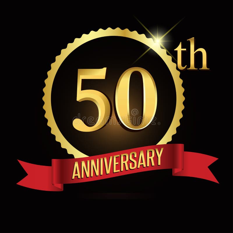 50th Golden Anniversary Birthday Seal Icon Vector Stock Vector