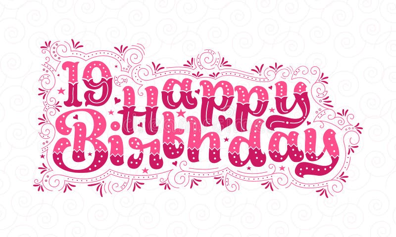 Happy 19th Birthday Pink Foil Balloon Greeting Background. Stock Vector ...