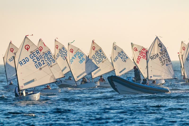 29th INTERNATIONAL PALAMOS OPTIMIST TROPHY 2018, 13TH NATIONS CUP, 15 Feb. 2018 , Town Palamos, Spain stock photography 29th INTERNATIONAL PALAMOS OPTIMIST TROPHY 2018, 13TH NATIONS CUP, 15 Feb. 2018 , Town Palamos, Spain stock photography