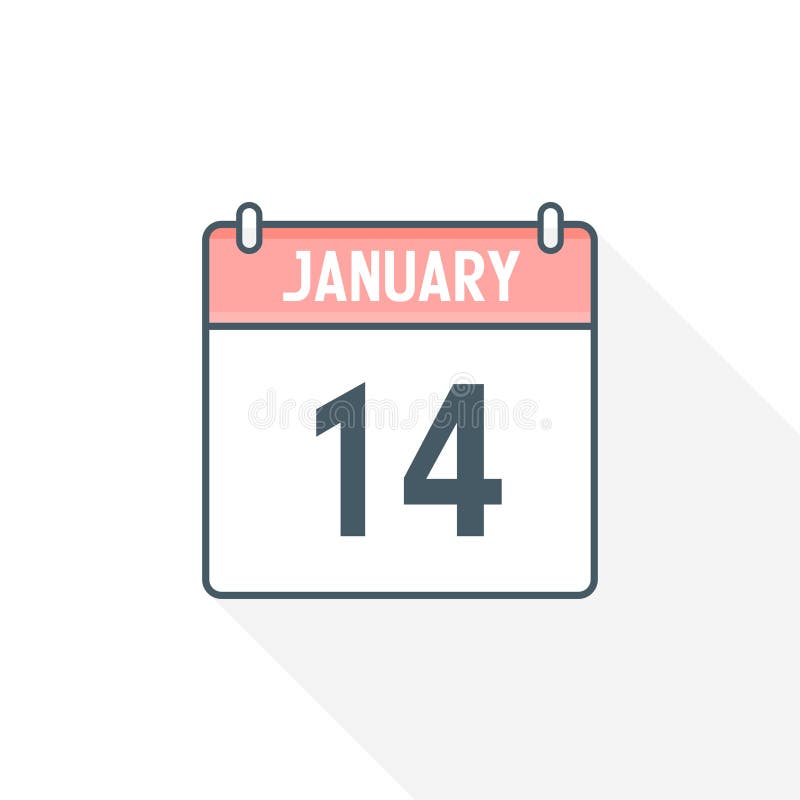 14th January Calendar Icon January 14 Calendar Date Month Icon Vector 14th January Calendar Icon January 14 Calendar Date Month Icon Vector