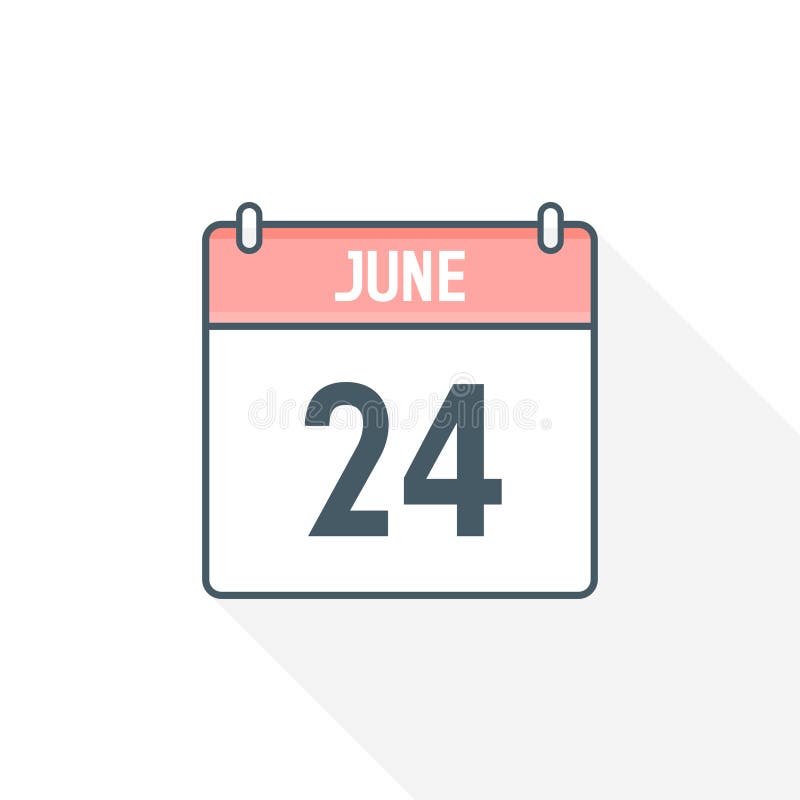 24th June Calendar Icon. June 24 Calendar Date Month Icon Vector
