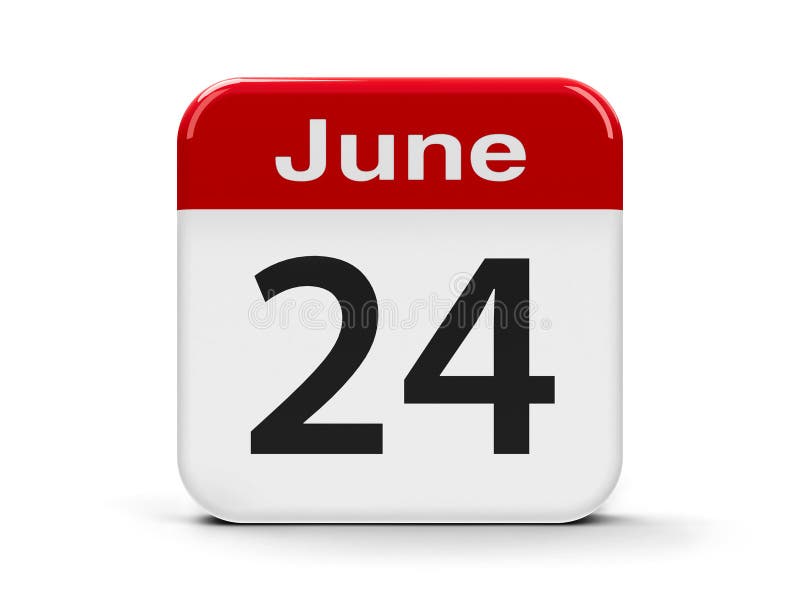 June 24th. Day 24 Of Month,Simple Calendar Icon On White Background