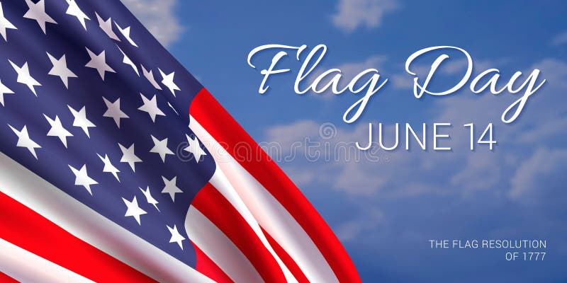 14th June Flag Day in the United States of America. Stock Vector