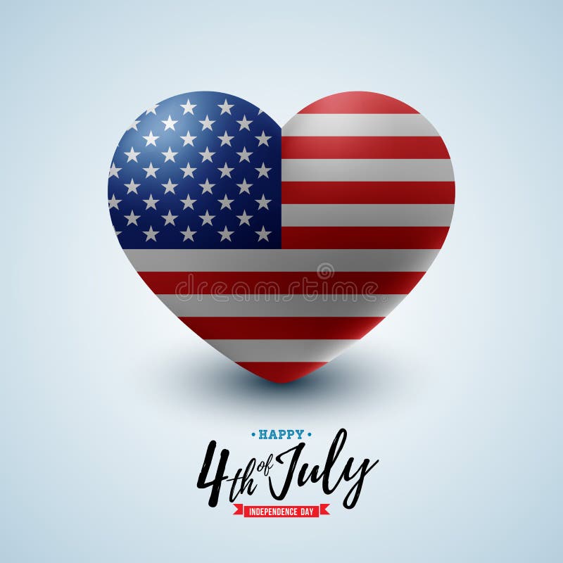 4th Lipa dzień niepodległości usa Wektorowa ilustracja z flagą amerykańską w sercu Czwarty Lipa obywatel ilustracji 4th Lipa dzień niepodległości usa Wektorowa ilustracja z flagą amerykańską w sercu Czwarty Lipa obywatel ilustracji