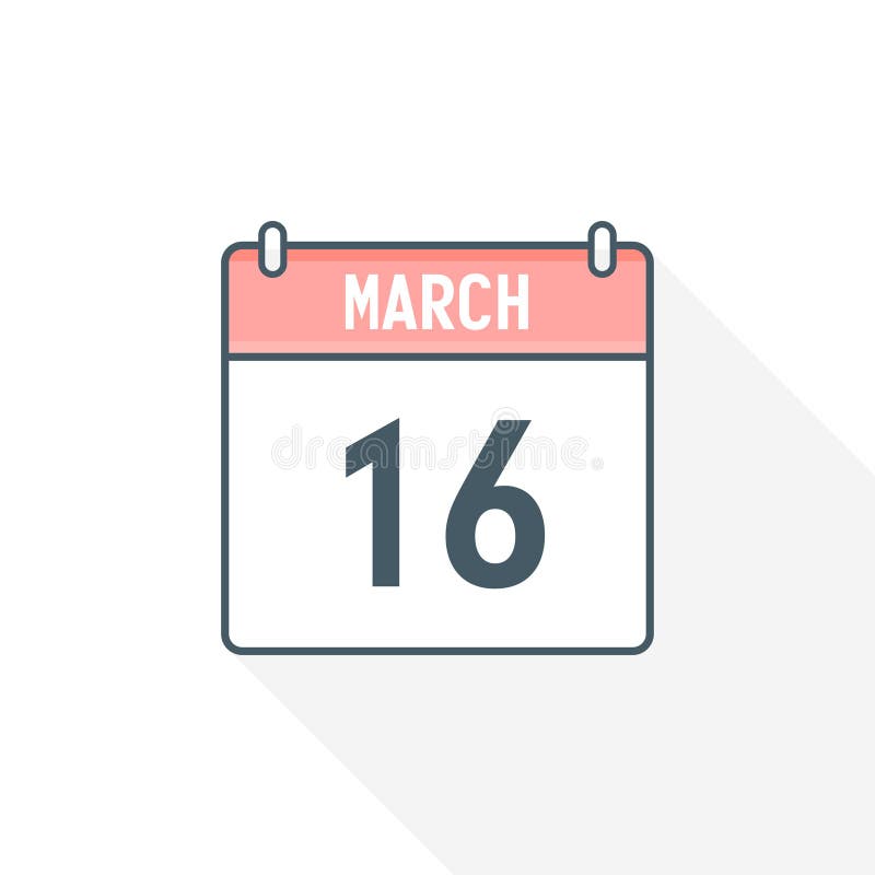 16th March Calendar Icon March 16 Calendar Date Month Icon Vector 16th March Calendar Icon March 16 Calendar Date Month Icon Vector