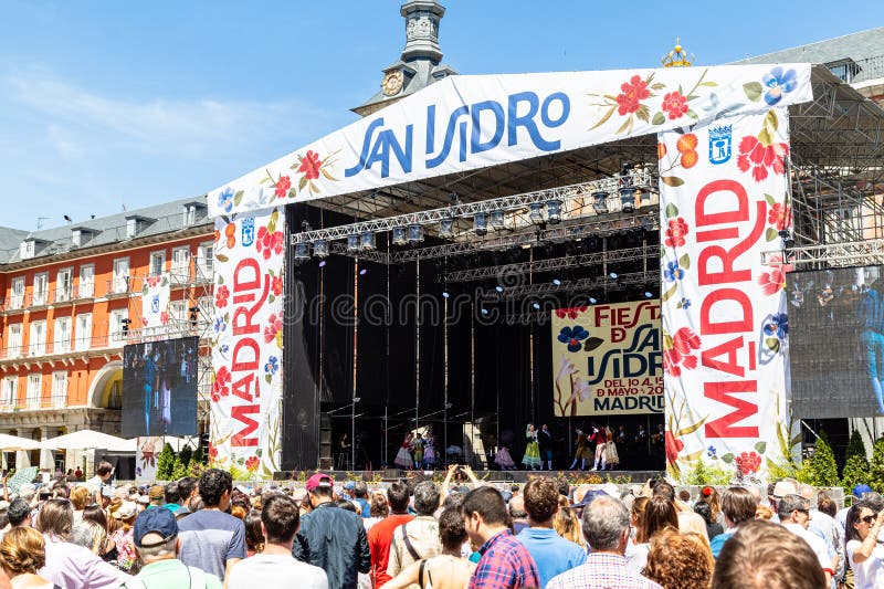 15th May 2019 Madrid, Spain: the Big Stage in Plaza Mayor with Spanish Dance Show Chotis during the San Isidro Editorial Photography Image of chulapa: 147862242