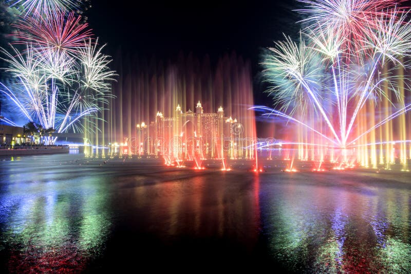 13th november 2020 ,the pointe ,dubai. View of the spectacular fireworks and the colorful dancing fountains during the diwali