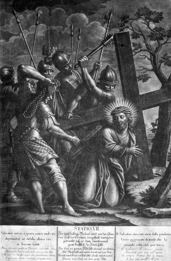 7th Stations of the Cross, Jesus falls the second time