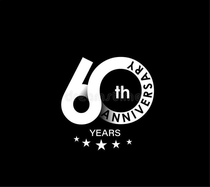 60th Years Anniversary Celebration Emblem Logo Label, Black And White ...