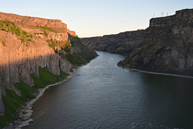 Tha Snake River and Snake River Canyon in Twin Falls, Idaho. Stock