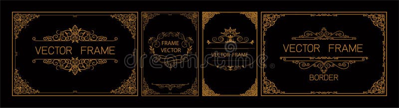 Thai Art, Gold border frame with thailand line floral for picture, Vector design decoration pattern style.frame corner design is p stock illustration Thai Art, Gold border frame with thailand line floral for picture, Vector design decoration pattern style.frame corner design is p stock illustration