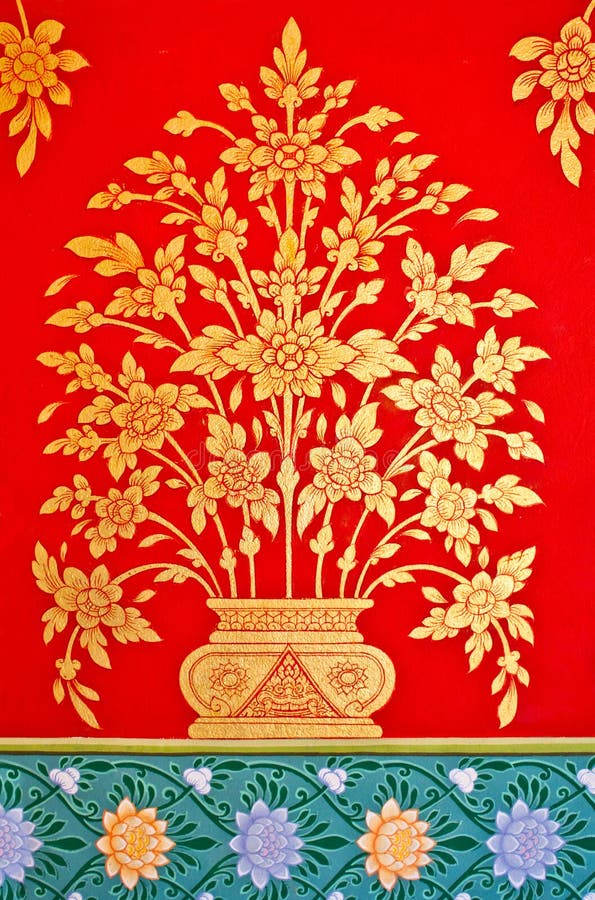 Thai art on the wall of church. royalty free stock photo