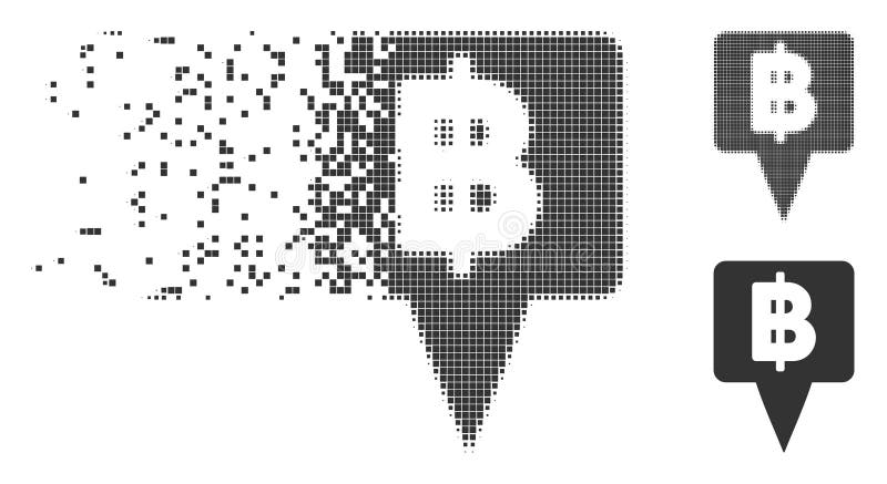 Thai Baht Map Pointer Decomposed Pixel Halftone Icon vector illustration