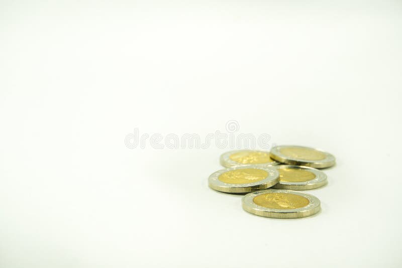 Thai baht money, Thai coins are on white background stock images Thai baht money, Thai coins are on white background stock images