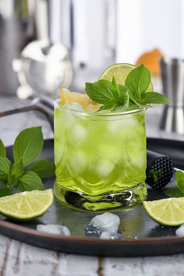 Thai basil smash cocktail stock photo. Image of organic 252439200