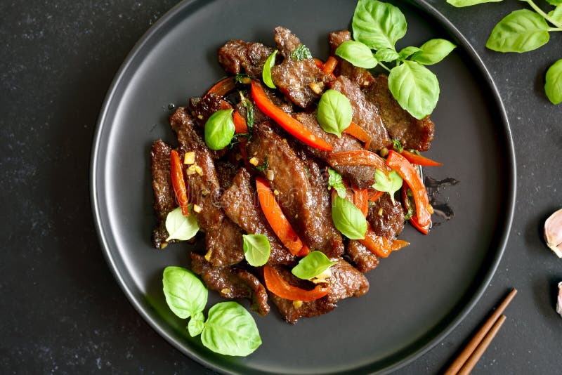 Thai beef stirfry stock photo. Image of grilled, meal 232195902