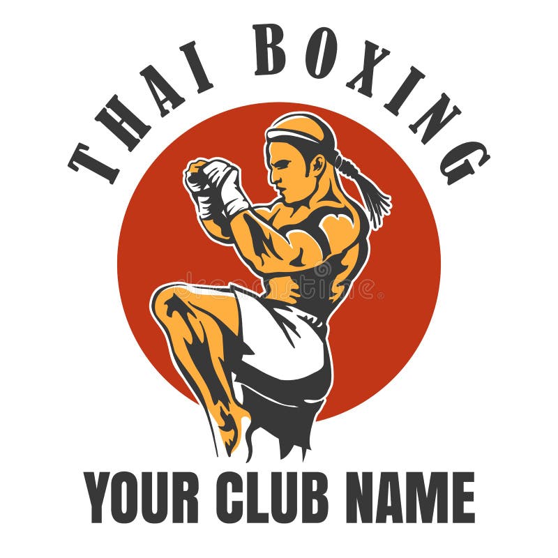 Thai Boxing Club Emblem stock illustration. Illustration of boxing