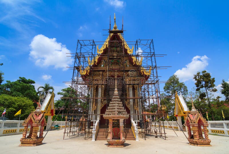 Thai buddhist temple during construction