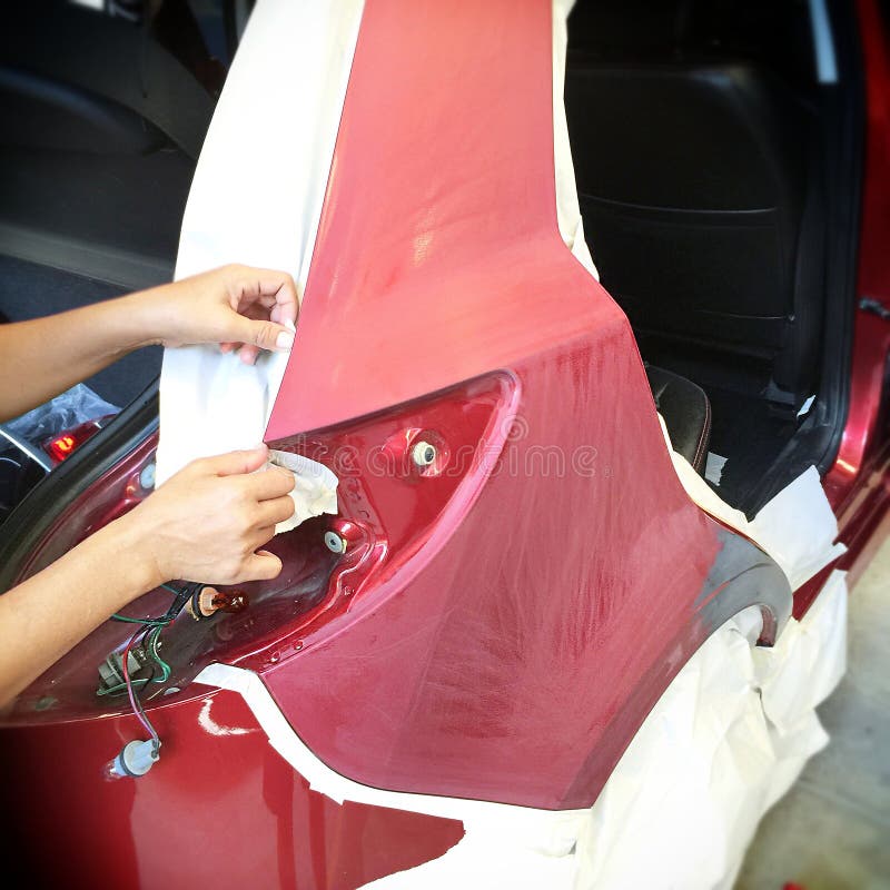 Car Body Work Auto Repair Paint after the Accident. Stock Photo Image