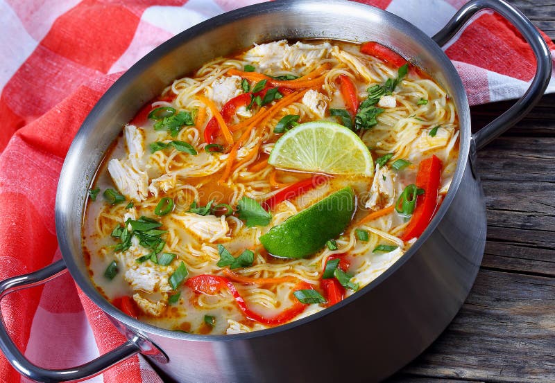 Thai Chicken Green Curry Noodle Soup Stock Photo - Image of indonesian ...