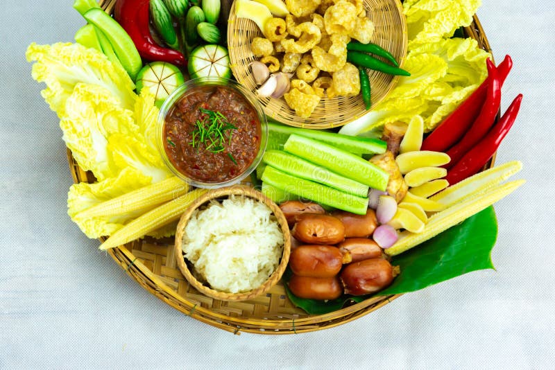Thai Chili Paste and Fresh Vegetables Thai Food Tasty Stock Image Image of rice, chili 183500369