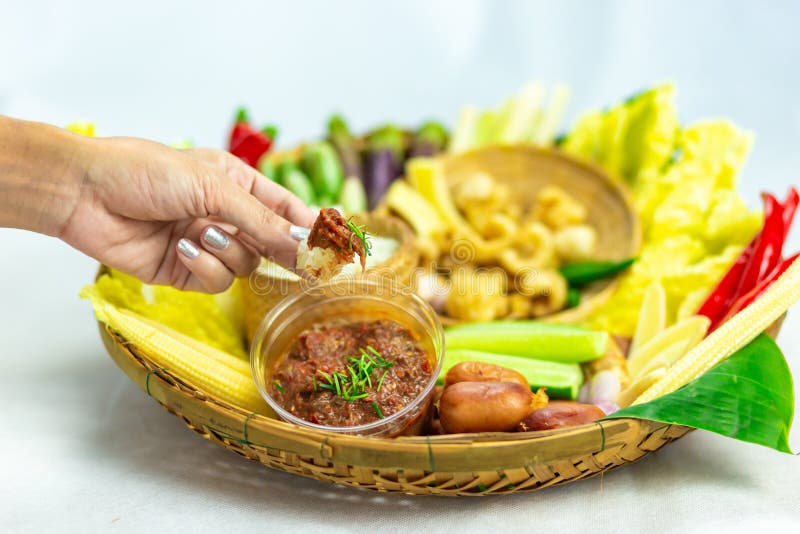 Thai Chili Paste and Fresh Vegetables Thai Food Tasty Stock Image Image of cooking, healthy