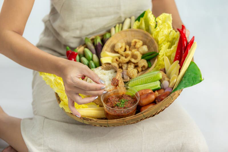 Thai Chili Paste and Fresh Vegetables Thai Food Tasty Stock Image