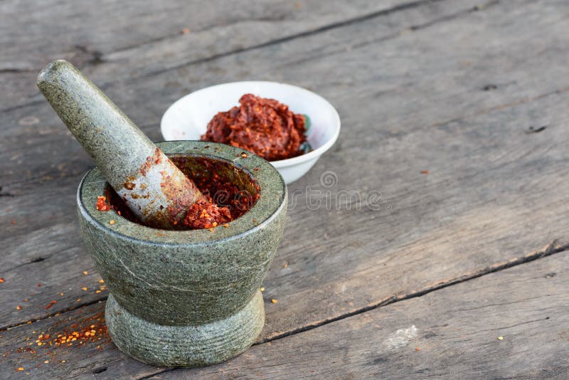 Thai Chili Taste Stone Mortar Stock Photos Free & RoyaltyFree Stock