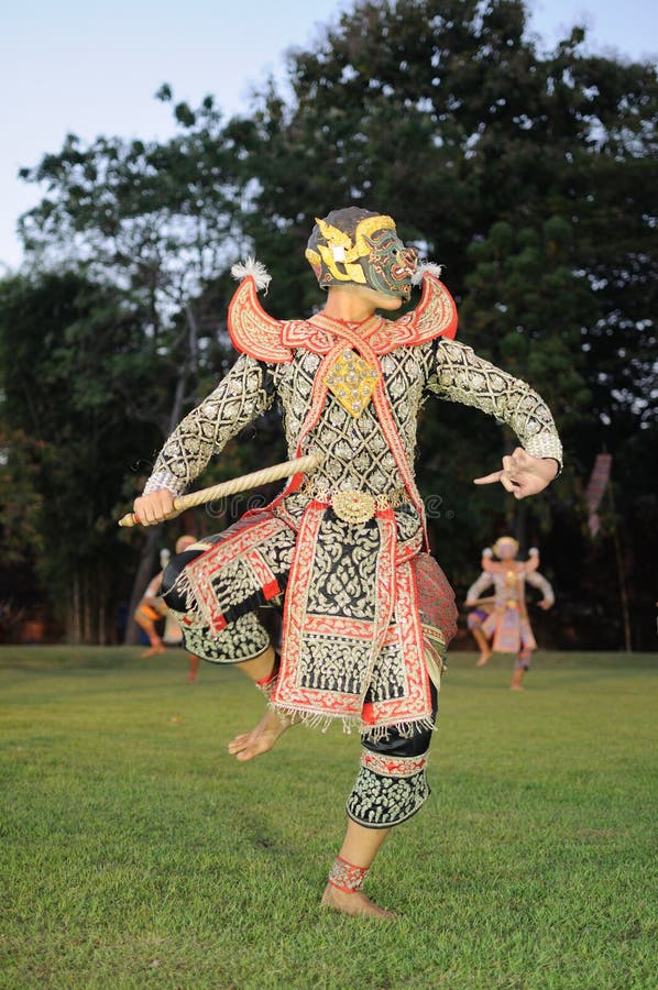 Thai classical masked play at Phimai Historical Park , Thailand