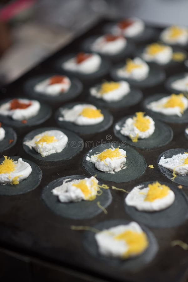 Thai Crispy Pancake,Charcoal Flour,selective Focus. Stock Image Image