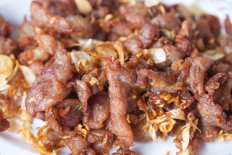 Thai Food Fried Pork and Garlic Stock Image Image of good, delicious 41445283