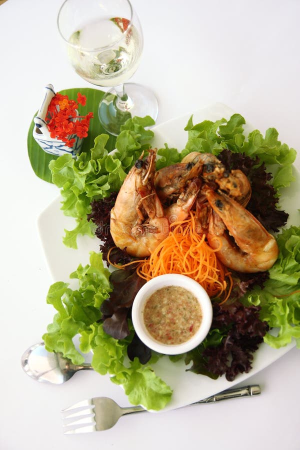 Thai food Garlic prawns