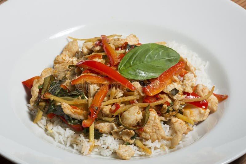 Thai Food - Hot and Spicy Stir Fry with Vegetables and Chicken Stock