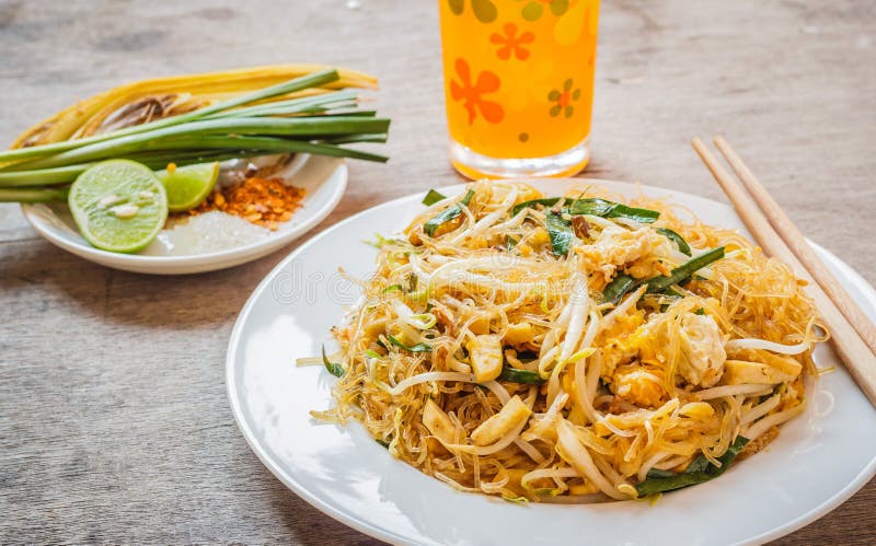 Thai Food Pad Thai , Stir Fry Noodles in Padthai Style Stock Photo