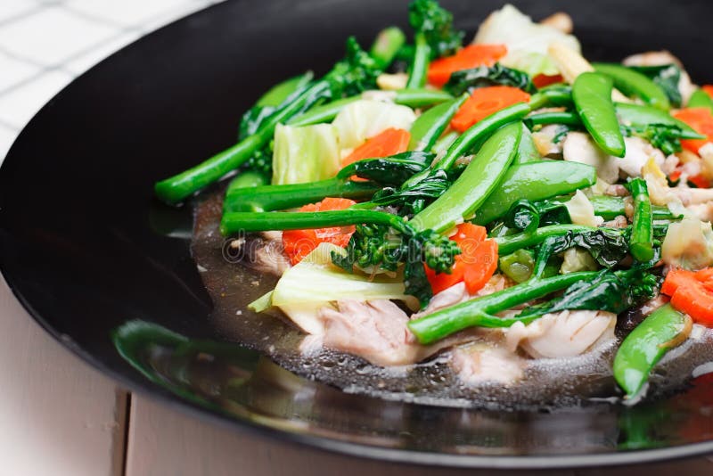 Thai Food. Stir Fried Mixed Vegetables . Vegetarian Food ,Healthy