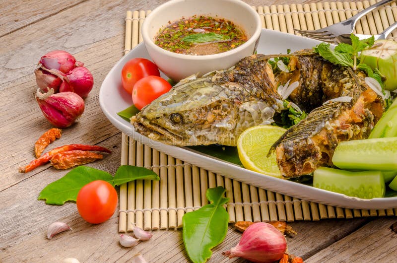 Thai Fried Fish with Chilli Spicy Stock Photo Image of chef, lunch 88933068