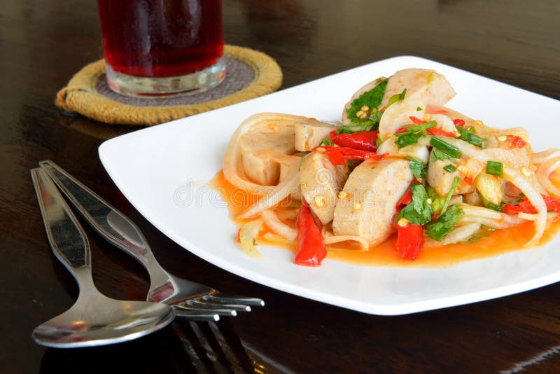 thai för sallad för matfärspork kryddigt fotografering för bildbyråer thai för sallad för matfärspork kryddigt fotografering för bildbyråer