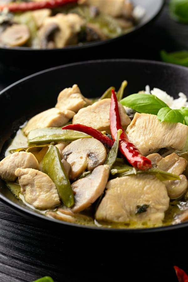 Thai Green Curry with Chicken and Vegetables Stock Image - Image of