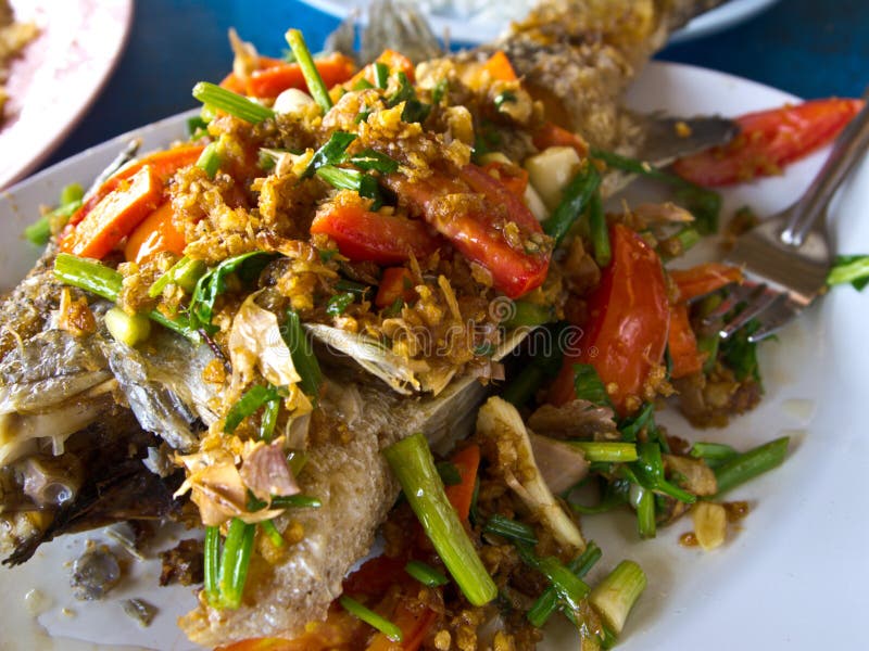 Thai healthy food,Deep friend fish