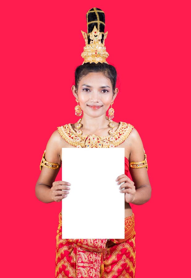 Thai Lady Holding A Empty Sign Stock Photo Image of billboard