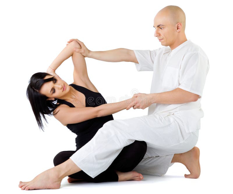 Thai massage stretching stock photo. Image of sitting 15832350
