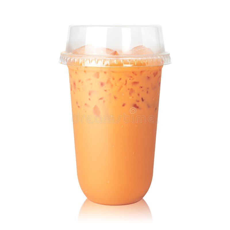 Thai Milk Tea with Cup Isolated on White Background. Thai Tea in Clear ...