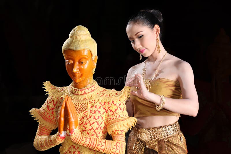 Thai model and wax statue